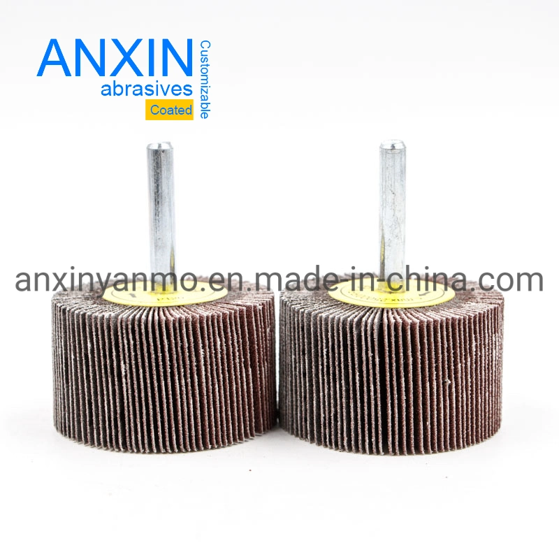 50*50*6mm Aluminum Oxide 240 Grit Flap Wheel with Shaft for Grinding Metal Hole