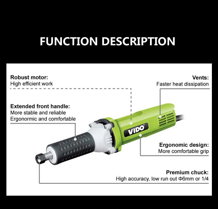 Vido Factory Price Power 550W Mini 6mm 1/2 Inch Accessories Die Grinder Machine